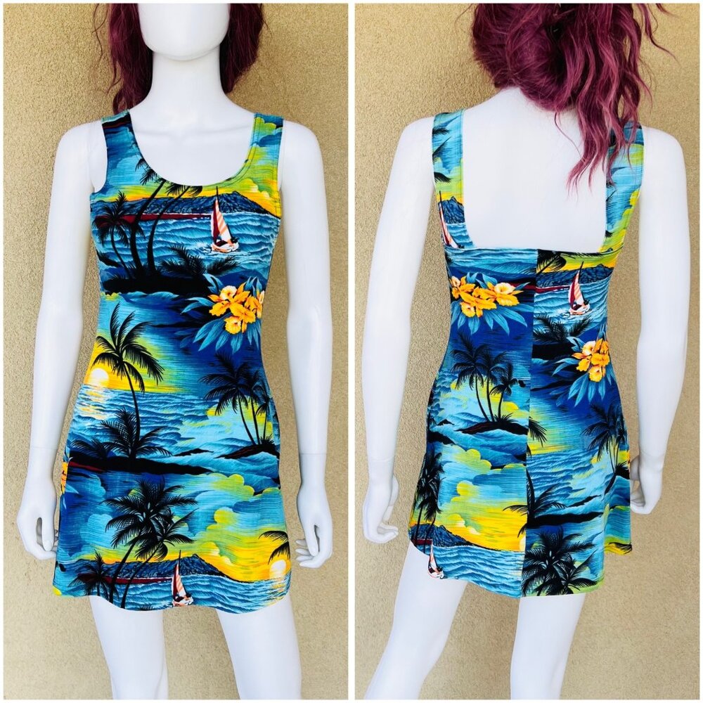 Vintage 90s Hawaiian Mini Dress
